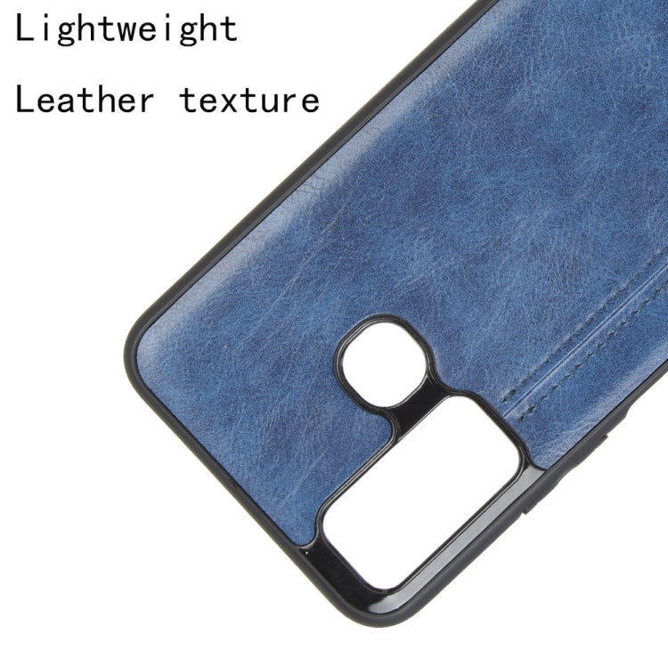 For Infinix Hot 9 Shockproof Sewing Cow Pattern Skin Texture PC + PU + TPU Case(Blue)