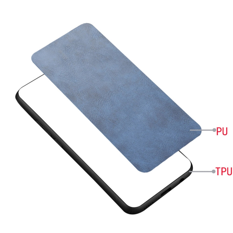 For Infinix Hot 9 Shockproof Sewing Cow Pattern Skin Texture PC + PU + TPU Case(Blue)