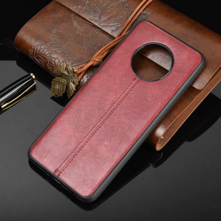 For Infinix Note 7  Shockproof Sewing Cow Pattern Skin Texture PC + PU + TPU Case(Red)