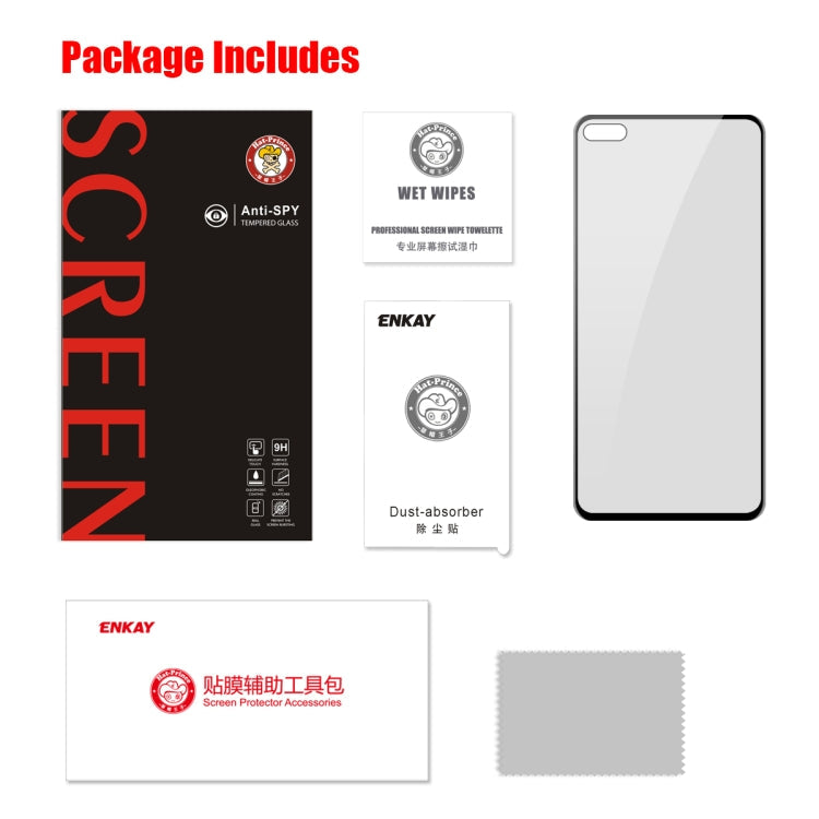 For HUAWEI P40 ENKAY Hat-Prince 0.26mm 9H 6D Privacy Anti-spy Full Screen Tempered Glass Film