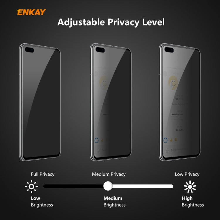 For HUAWEI P40 ENKAY Hat-Prince 0.26mm 9H 6D Privacy Anti-spy Full Screen Tempered Glass Film