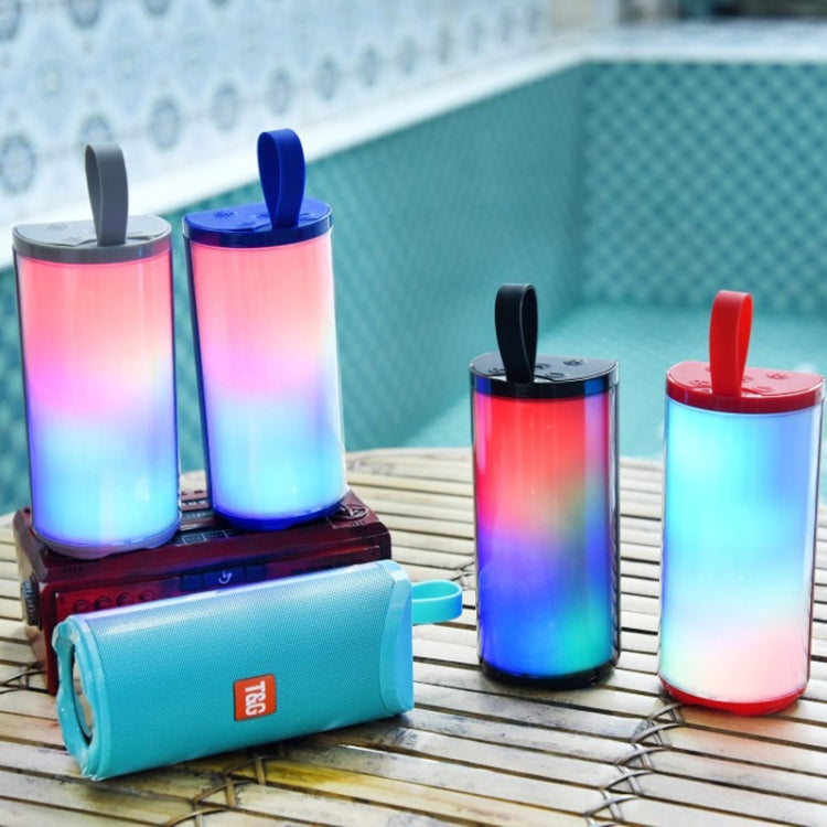 T&G TG169 LED Portable Bluetooth Speaker Outdoor Waterproof Subwoofer 3D Stereo Mini wireless Loudspeaker Support AUX FM TF card(Black)