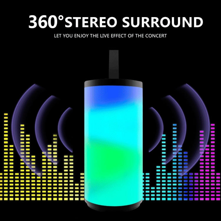 T&G TG169 LED Portable Bluetooth Speaker Outdoor Waterproof Subwoofer 3D Stereo Mini wireless Loudspeaker Support AUX FM TF card(Gray)