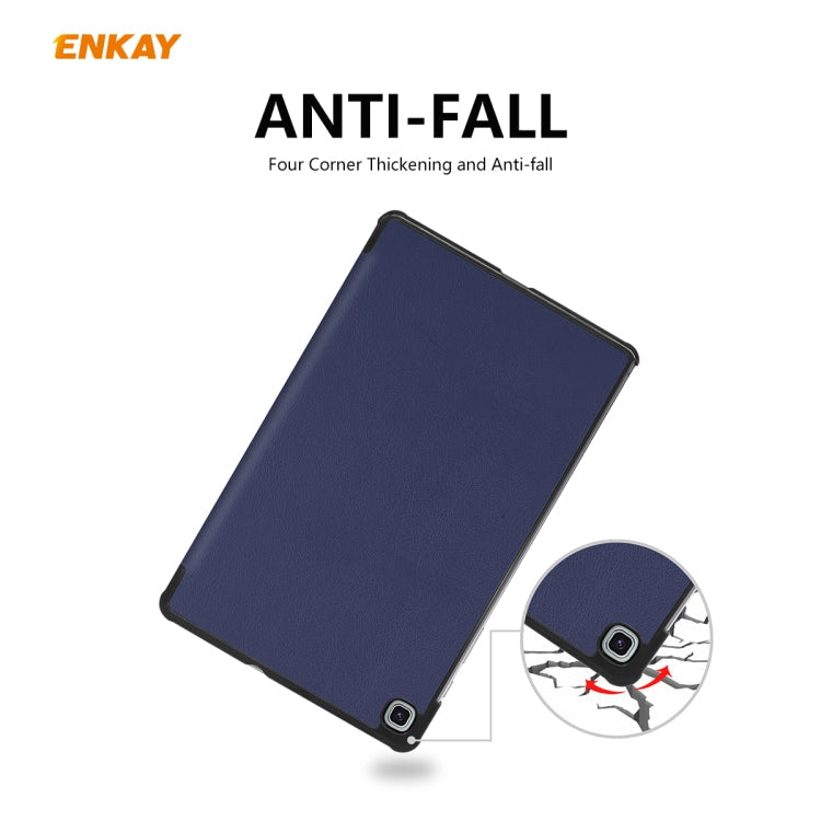 For Samsung Galaxy Tab S6 Lite P610 / P615 / Tab S6 Lite 2022 / P613 / P619 ENKAY 3-Fold Plastic Leather Smart Tablet Case(Dark Blue)