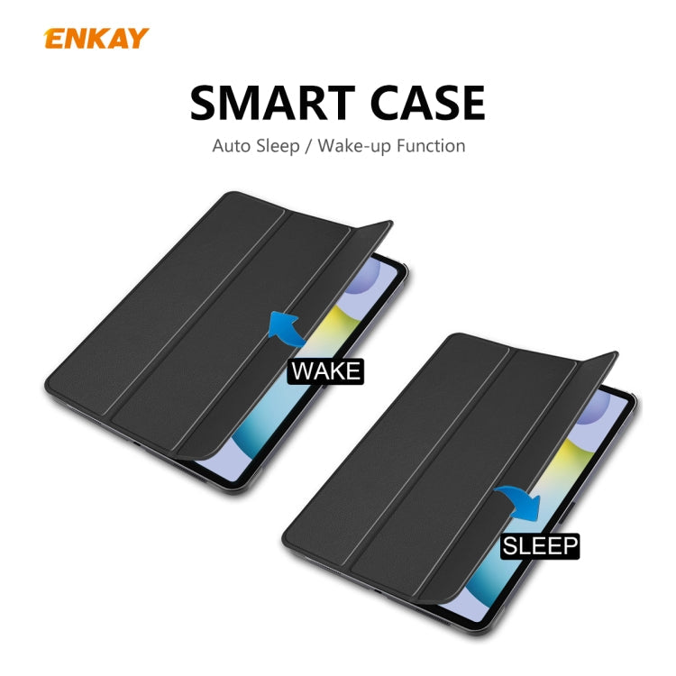 For Samsung Galaxy Tab S6 Lite P610 / P615 / Tab S6 Lite 2022 / P613 / P619 ENKAY 3-Fold Plastic Leather Smart Tablet Case(Dark Blue)