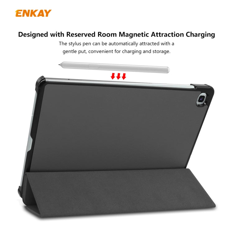 For Samsung Galaxy Tab S6 Lite P610 / P615 / Tab S6 Lite 2022 / P613 / P619 ENKAY 3-Fold Plastic Leather Smart Tablet Case(Grey)
