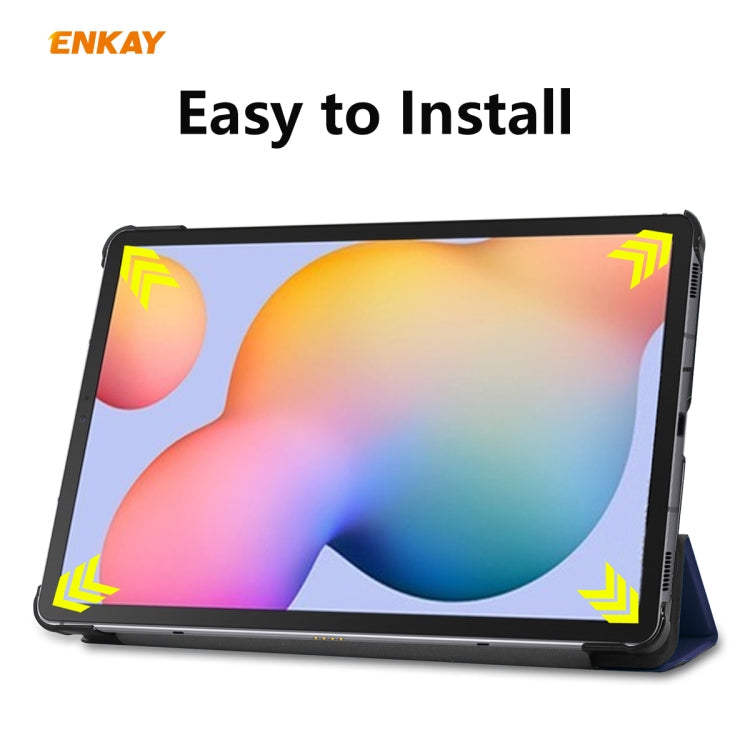 For Samsung Galaxy Tab S6 Lite P610 / P615 / Tab S6 Lite 2022 / P613 / P619 ENKAY 3-Fold Plastic Leather Smart Tablet Case(Grey)