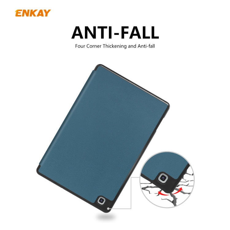 For Samsung Galaxy Tab S6 Lite P610 / P615 / Tab S6 Lite 2022 / P613 / P619 ENKAY Leather Smart Tablet Case with Pen Slot(Grey)