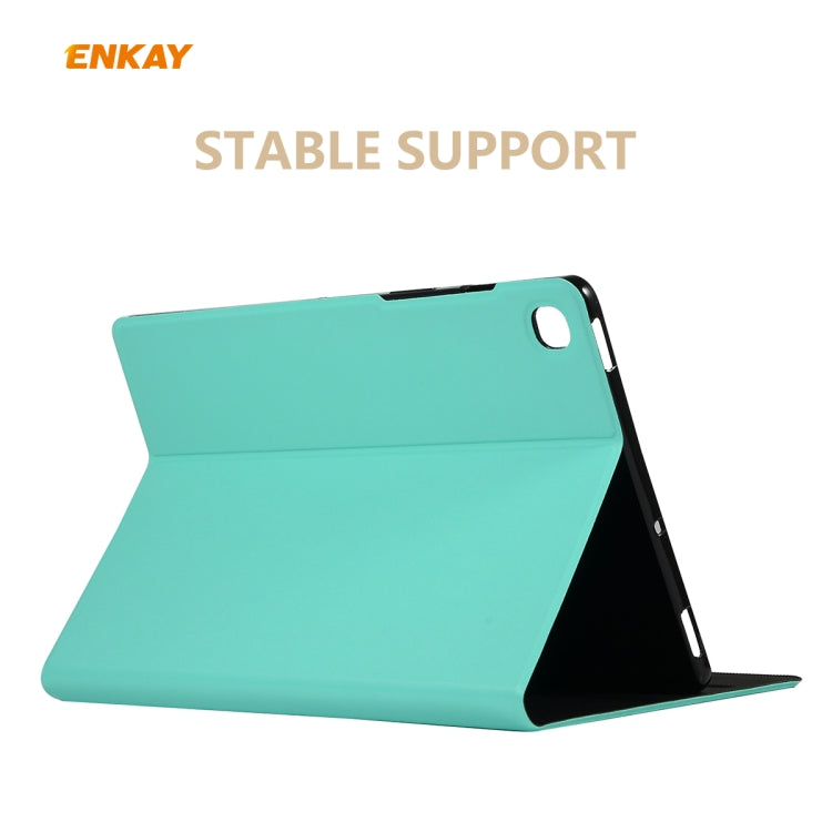 For Samsung Galaxy Tab S6 Lite P610 / P615 / Tab S6 Lite 2022 / P613 / P619 ENKAY Elastic Leather Tablet Case with Holder(Cyan)