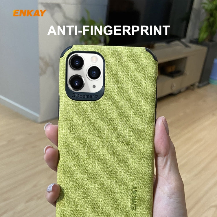 For iPhone 11 Pro ENKAY ENK-PC0322 2 in 1 Business Series Denim Texture PU Leather + TPU Soft Slim CaseCover ＆ 0.26mm 9H 2.5D Tempered Glass Film(Black)