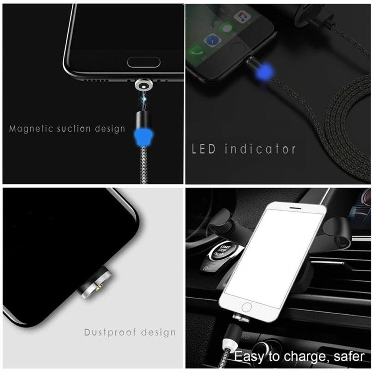 USB to 8 Pin Magnetic Metal Connector Nylon Two-color Braided Magnetic Data Cable, Cable Length: 1m(Gold)