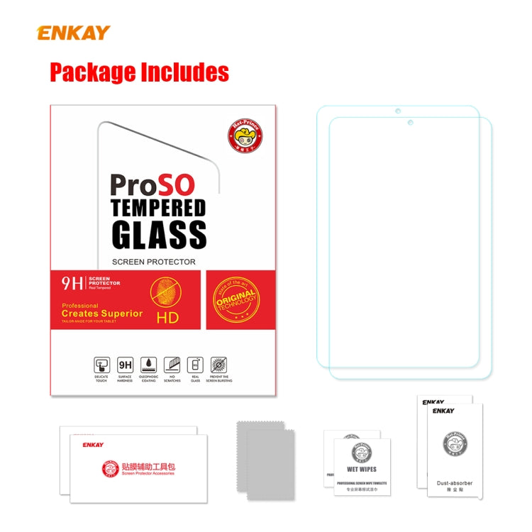 For Samsung Galaxy Tab A 8.4 (2020) 2 PCS ENKAY Hat-Prince 0.33mm 9H Surface Hardness 2.5D Explosion-proof Tempered Glass Screen Protector