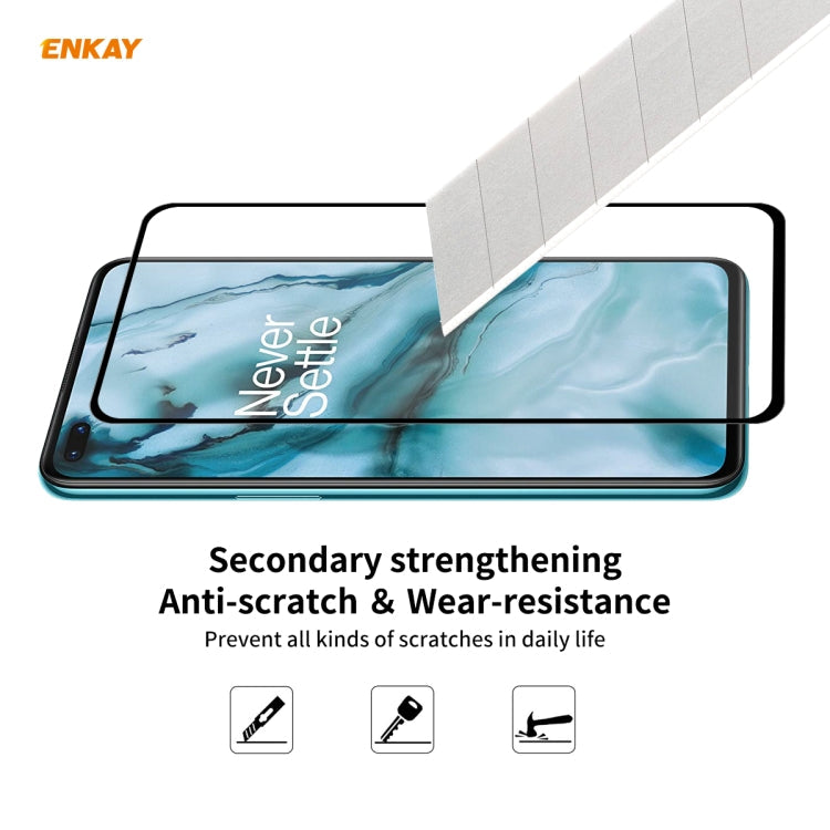 For OnePlus Nord ENKAY Hat-Prince Full Glue 0.26mm 9H 2.5D Tempered Glass Full Coverage Film