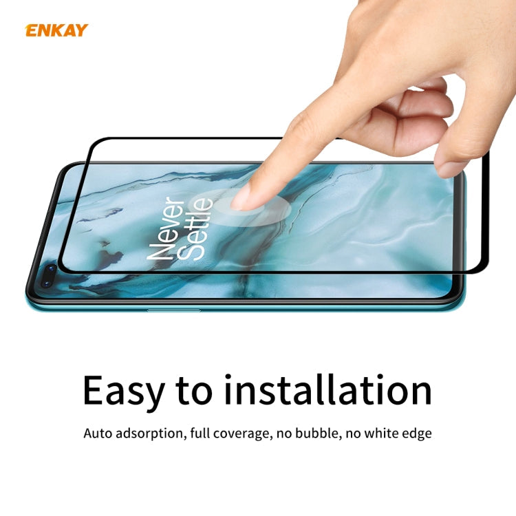 For OnePlus Nord ENKAY Hat-Prince Full Glue 0.26mm 9H 2.5D Tempered Glass Full Coverage Film
