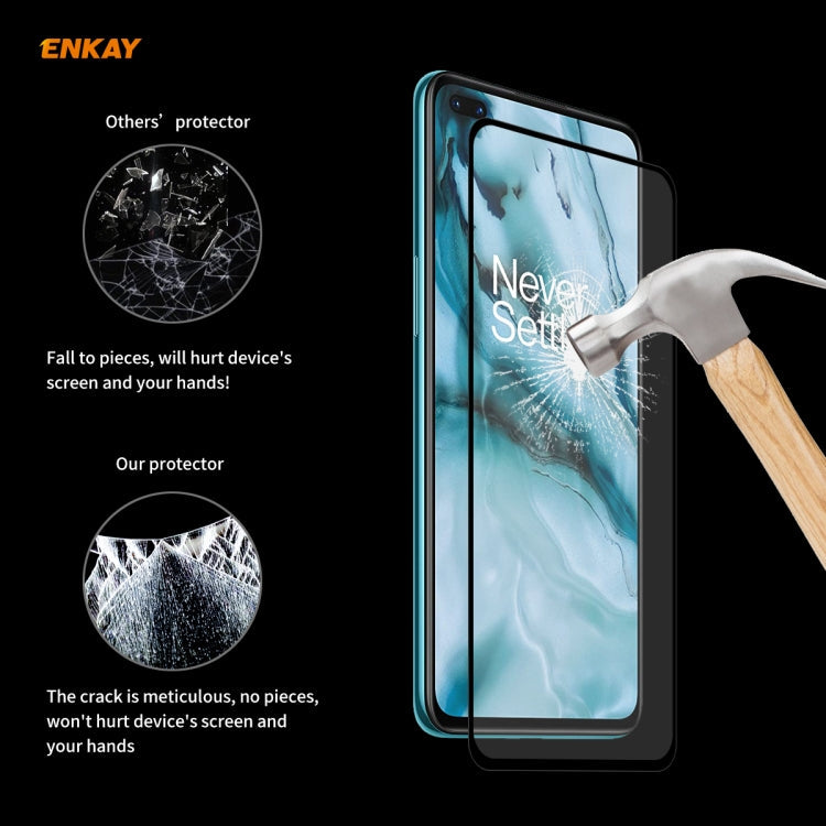 For OnePlus Nord 10 PCS ENKAY Hat-Prince Full Glue 0.26mm 9H 2.5D Tempered Glass Full Coverage Film