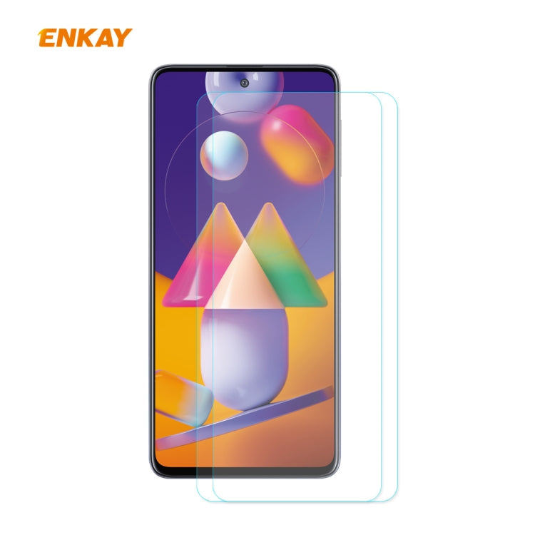 For Samsung Galaxy M31s 2 PCS ENKAY Hat-Prince 0.26mm 9H 2.5D Curved Edge Tempered Glass Film