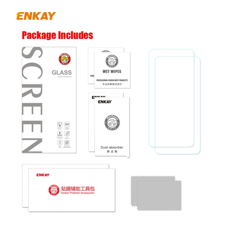 For Samsung Galaxy M31s 2 PCS ENKAY Hat-Prince 0.26mm 9H 2.5D Curved Edge Tempered Glass Film