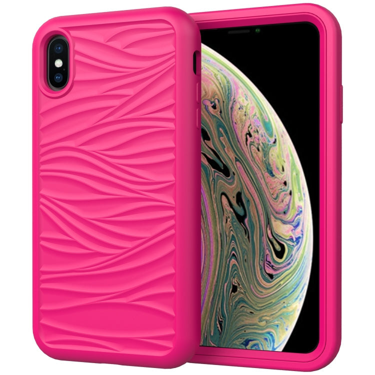 For iPhone XS Max Wave Pattern 3 in 1 Silicone+PC Shockproof Protective Case