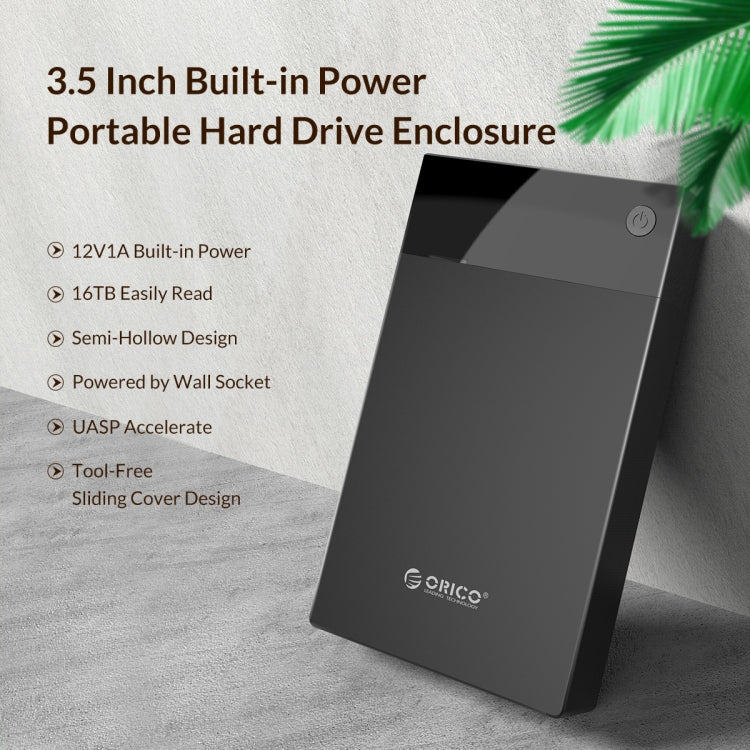 ORICO 3599U3 2.5 / 3.5-Inch Portable Hard-Drive Enclosure, EU Plug, EU Plug