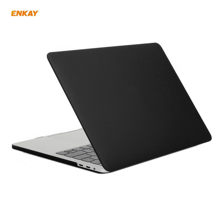 ENKAY 3 in 1 Matte Laptop Protective Case + US Version TPU Keyboard Film + Anti-dust Plugs Set for MacBook Pro 13.3 inch A1706 / A1989 / A2159 (with Touch Bar)(Black)