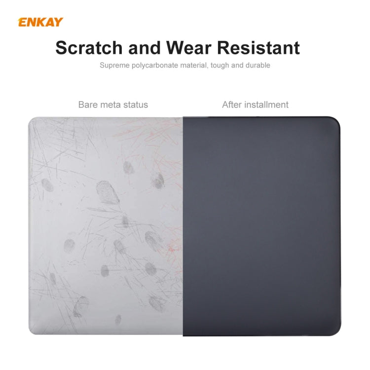 ENKAY 3 in 1 Matte Laptop Protective Case + EU Version TPU Keyboard Film + Anti-dust Plugs Set for MacBook Pro 13.3 inch A1706 / A1989 / A2159 (with Touch Bar)(Pink)