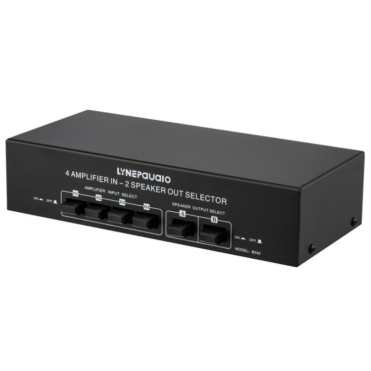 B042 4-in 2-out Power Amplifier Sound Switcher Loudspeaker Switch Distributor, 300W Per Channel Lossless Sound Quality, B042