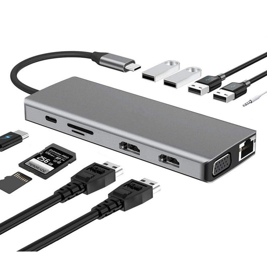 WS-04 12-in-1 Type-C Notebook Multi-function Docking Station, 12 in 1