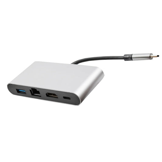WS-07 Type-C 3.1 to RJ45 + HDMI + USB3.0 + PD 4-in-1 Converter Multifunctional Docking Station, WS-07
