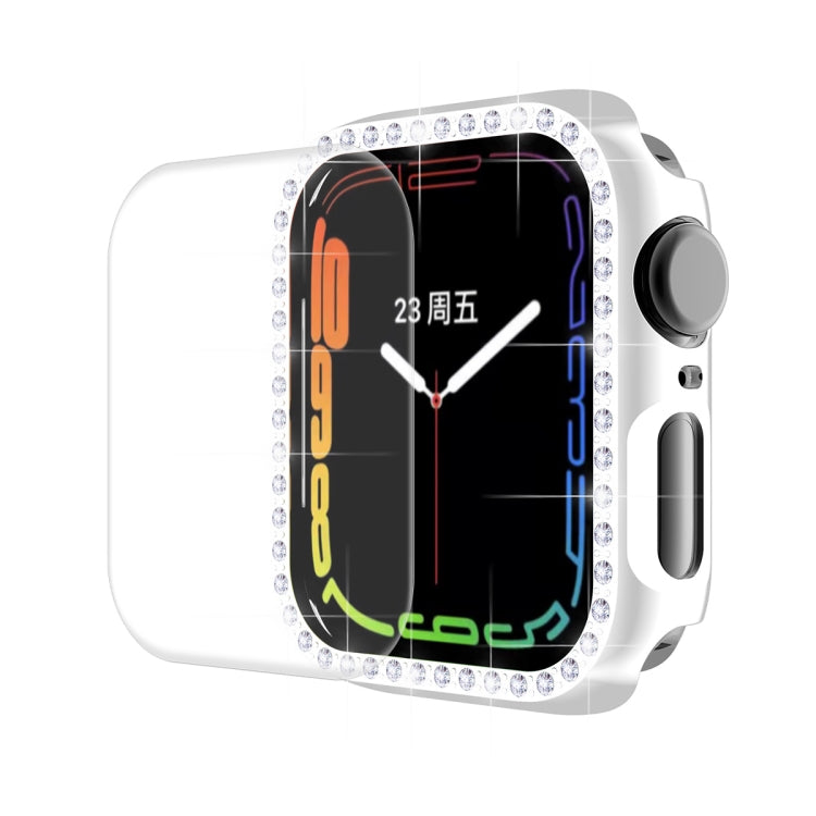 ENKAY Hat-Prince Electroplate PC Diamond Watch Case + Full Coverage Curved PET Screen Protector Film For Apple Watch Series 7 41mm