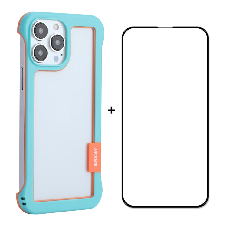 ENKAY Frameless Hollow PC Case + Glass Film for iPhone 13 Pro Max, For iPhone 13 Pro Max