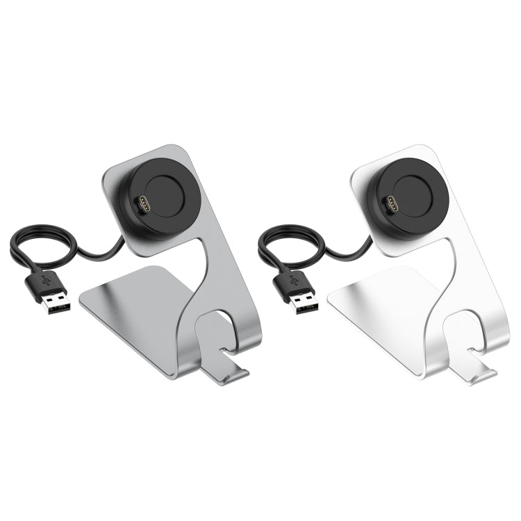 For Garmin Fenix 7 Rotatable Magnetic Metal Charging Base(Silver)
