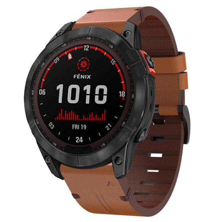 26mm Leather Steel Buckle Watch Band, For Garmin Fenix 5X Plus, For Garmin Enduro 2, For Garmin Fenix 6X Pro, For Garmin Fenix 7X, For Garmin Fenix 3 HR, For Garmin Enduro, For Garmin Fenix 6X Sapphire, For Garmin Fenix 7X Solar