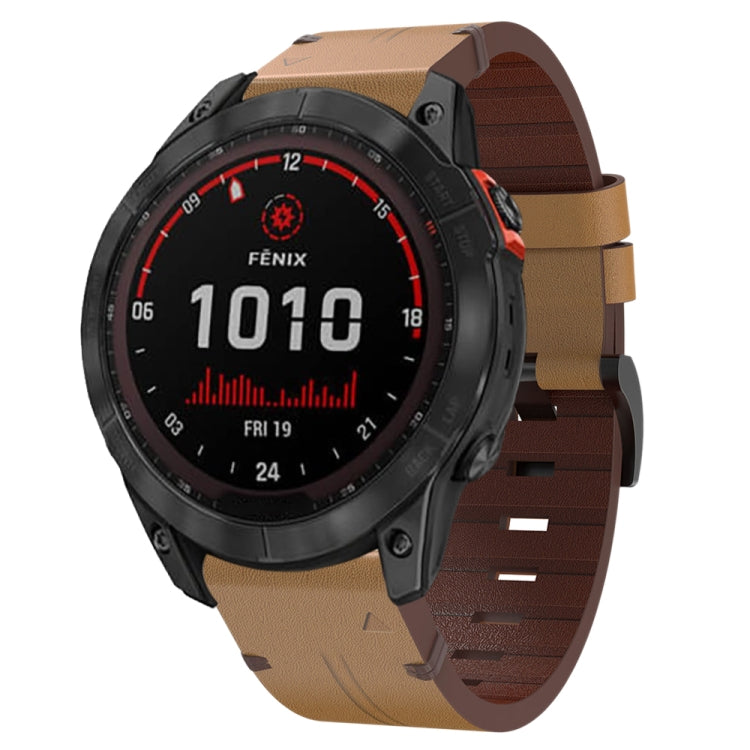 26mm Leather Steel Buckle Watch Band, For Garmin Fenix 5X Plus, For Garmin Enduro 2, For Garmin Fenix 6X Pro, For Garmin Fenix 7X, For Garmin Fenix 3 HR, For Garmin Enduro, For Garmin Fenix 6X Sapphire, For Garmin Fenix 7X Solar