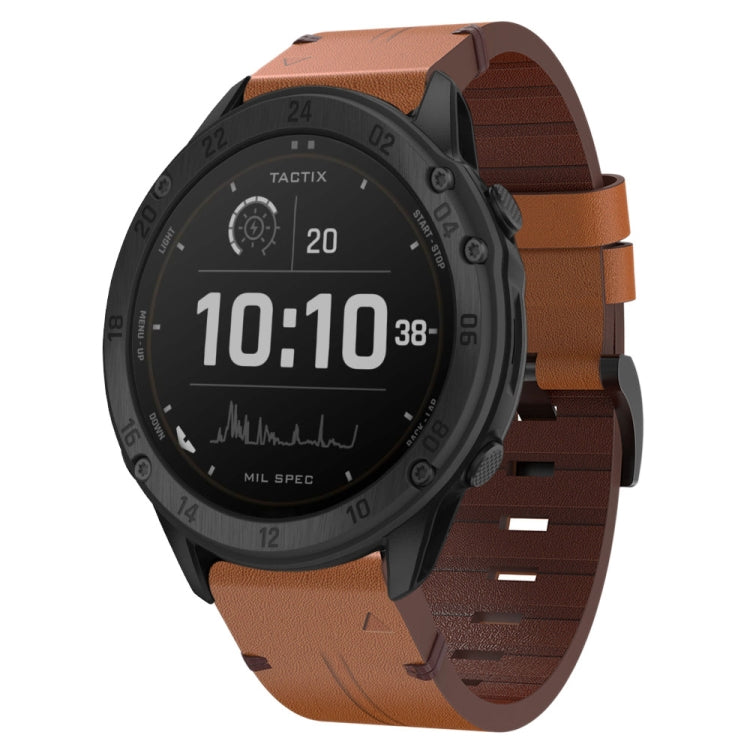26mm Leather Steel Buckle Watch Band, For Garmin Fenix 5X Plus, For Garmin Enduro 2, For Garmin Fenix 6X Pro, For Garmin Fenix 7X, For Garmin Fenix 3 HR, For Garmin Enduro, For Garmin Fenix 6X Sapphire, For Garmin Fenix 7X Solar