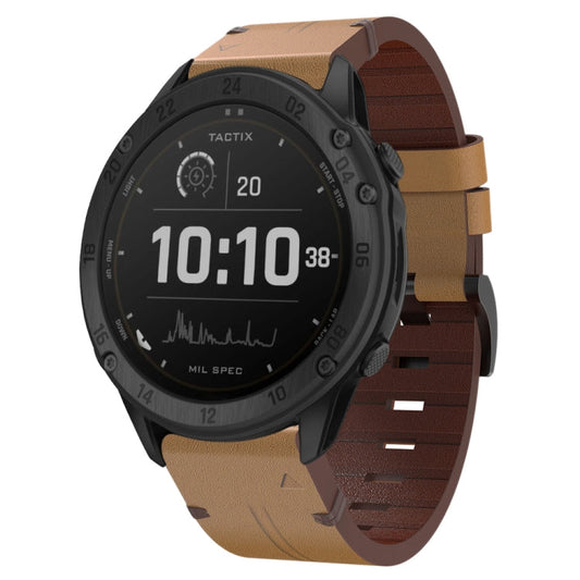 26mm Leather Steel Buckle Watch Band, For Garmin Fenix 5X Plus, For Garmin Enduro 2, For Garmin Fenix 6X Pro, For Garmin Fenix 7X, For Garmin Fenix 3 HR, For Garmin Enduro, For Garmin Fenix 6X Sapphire, For Garmin Fenix 7X Solar