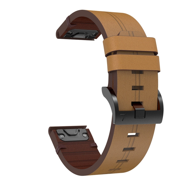 26mm Leather Steel Buckle Watch Band, For Garmin Fenix 5X Plus, For Garmin Enduro 2, For Garmin Fenix 6X Pro, For Garmin Fenix 7X, For Garmin Fenix 3 HR, For Garmin Enduro, For Garmin Fenix 6X Sapphire, For Garmin Fenix 7X Solar