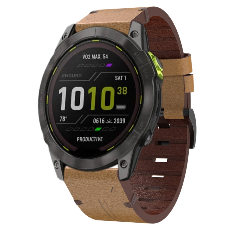 26mm Leather Steel Buckle Watch Band, For Garmin Fenix 5X Plus, For Garmin Enduro 2, For Garmin Fenix 6X Pro, For Garmin Fenix 7X, For Garmin Fenix 3 HR, For Garmin Enduro, For Garmin Fenix 6X Sapphire, For Garmin Fenix 7X Solar