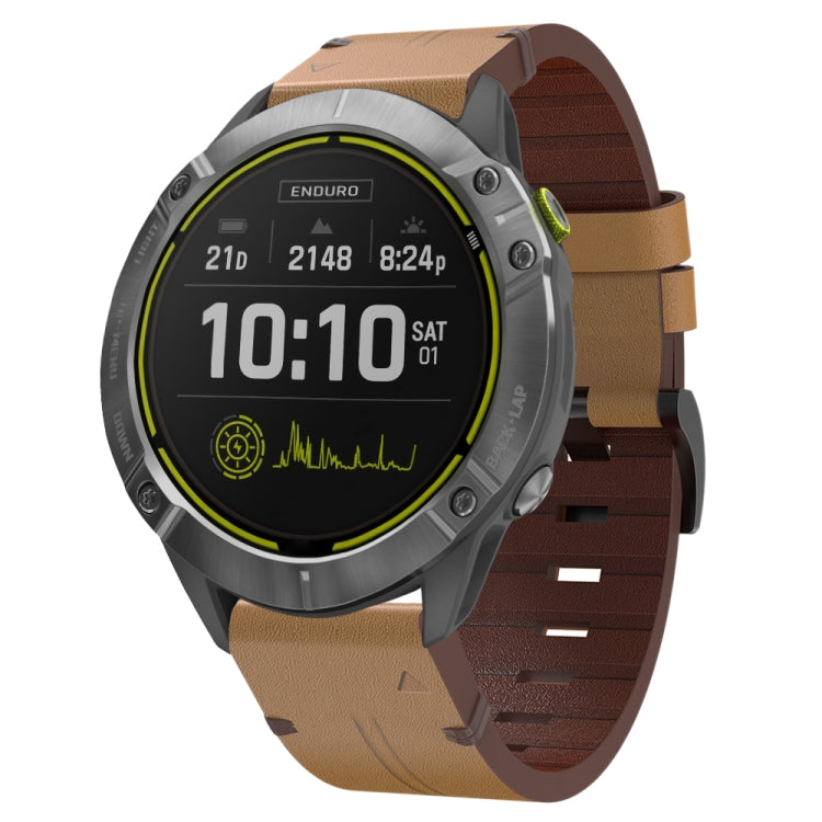 26mm Leather Steel Buckle Watch Band, For Garmin Fenix 5X Plus, For Garmin Enduro 2, For Garmin Fenix 6X Pro, For Garmin Fenix 7X, For Garmin Fenix 3 HR, For Garmin Enduro, For Garmin Fenix 6X Sapphire, For Garmin Fenix 7X Solar