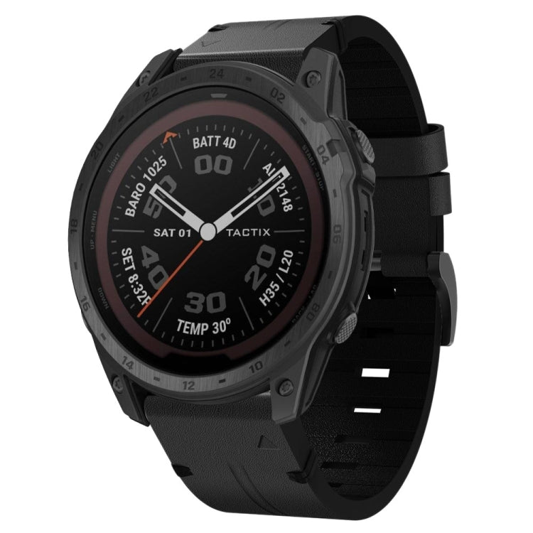 26mm Leather Steel Buckle Watch Band, For Garmin Descent MK 2, For Garmin Tactix 7, For Garmin Fenix 6X, For Garmin Fenix 5X Sapphire, For Garmin Tactix Delta, For Garmin Descent MK 2i, For Garmin Tactix 7 Pro, For Garmin Fenix 3