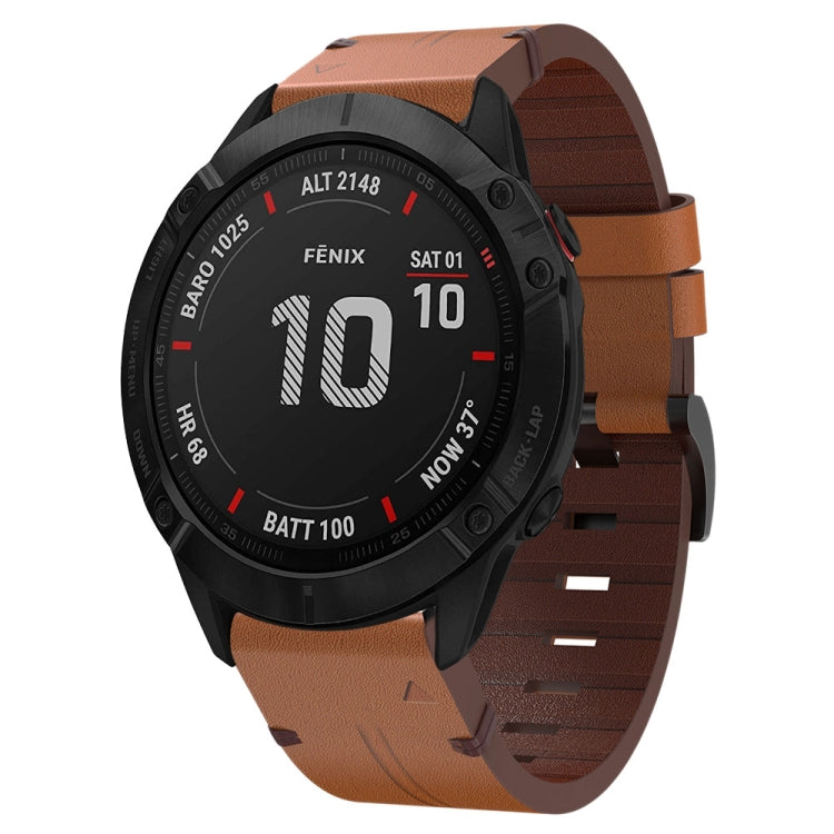 26mm Leather Steel Buckle Watch Band, For Garmin Fenix 5X Plus, For Garmin Enduro 2, For Garmin Fenix 6X Pro, For Garmin Fenix 7X, For Garmin Fenix 3 HR, For Garmin Enduro, For Garmin Fenix 6X Sapphire, For Garmin Fenix 7X Solar