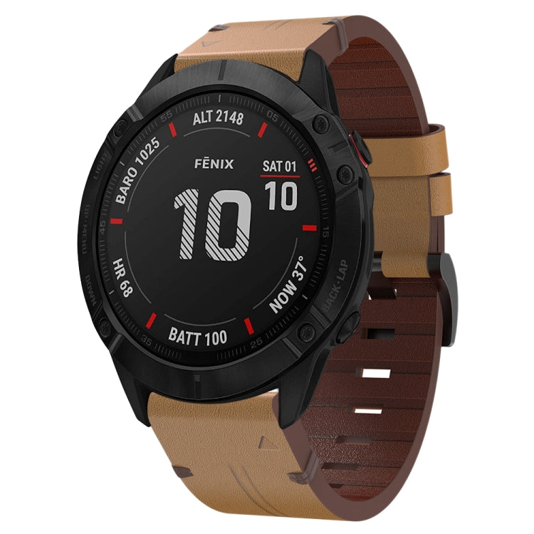 26mm Leather Steel Buckle Watch Band, For Garmin Fenix 5X Plus, For Garmin Enduro 2, For Garmin Fenix 6X Pro, For Garmin Fenix 7X, For Garmin Fenix 3 HR, For Garmin Enduro, For Garmin Fenix 6X Sapphire, For Garmin Fenix 7X Solar