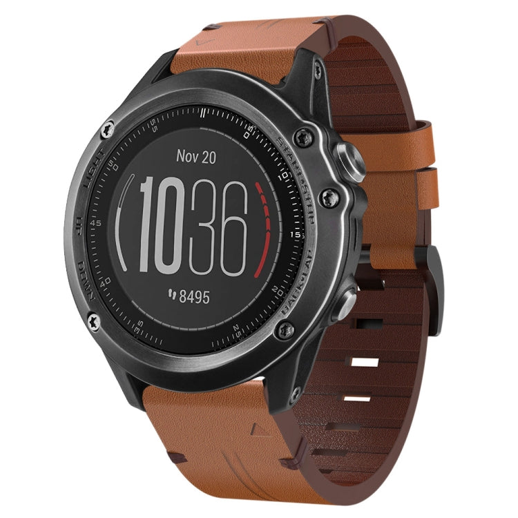 26mm Leather Steel Buckle Watch Band, For Garmin Fenix 5X Plus, For Garmin Enduro 2, For Garmin Fenix 6X Pro, For Garmin Fenix 7X, For Garmin Fenix 3 HR, For Garmin Enduro, For Garmin Fenix 6X Sapphire, For Garmin Fenix 7X Solar