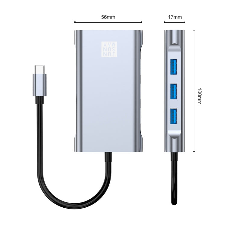 JUNSUNMAY 7 in 1 Type-C to 4K HDMI / VGA / Ethernet Docking Station Adapter USB-C Hub, JSM-HUB001