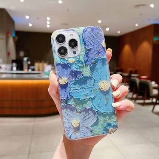 Gold Foil Oil Painting Epoxy TPU Phone Case, For iPhone 14 Pro Max, For iPhone 14 Plus, For iPhone 14 Pro, For iPhone 14