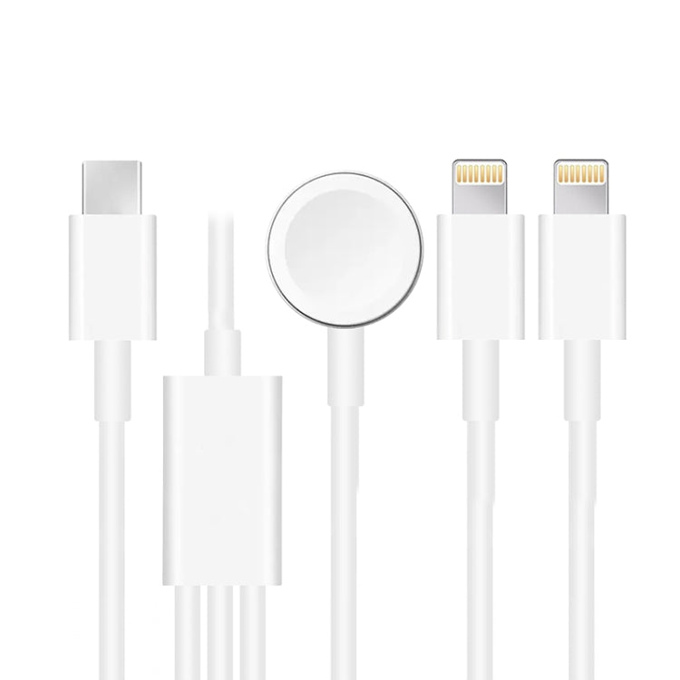 For Apple Watch Series & iPhone 3 in 1 Type-C Magnetic Charging Cable 4ft/1.2m