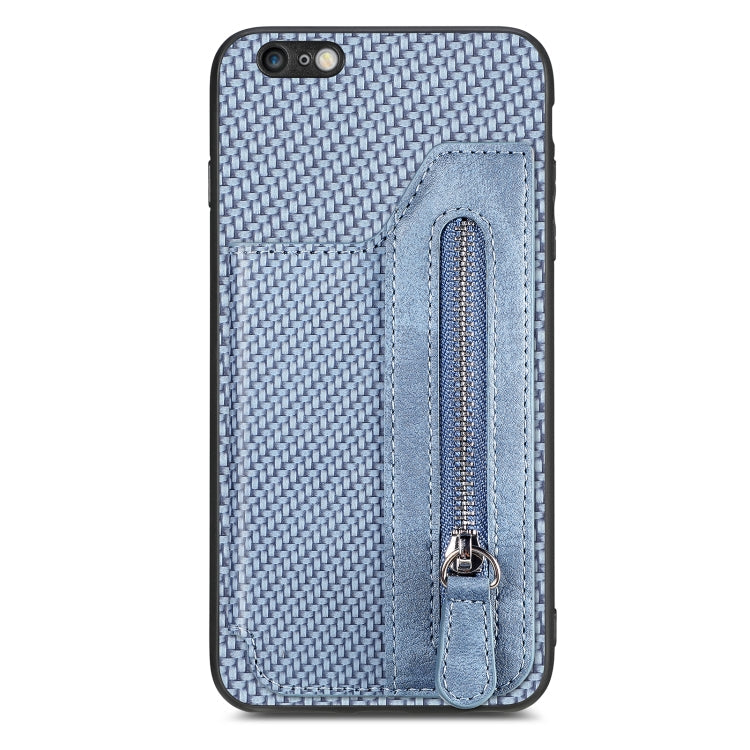 Carbon Fiber Horizontal Flip Zipper Wallet Phone Case, For iPhone 6 / 6s, For iPhone 6 Plus / 6s Plus