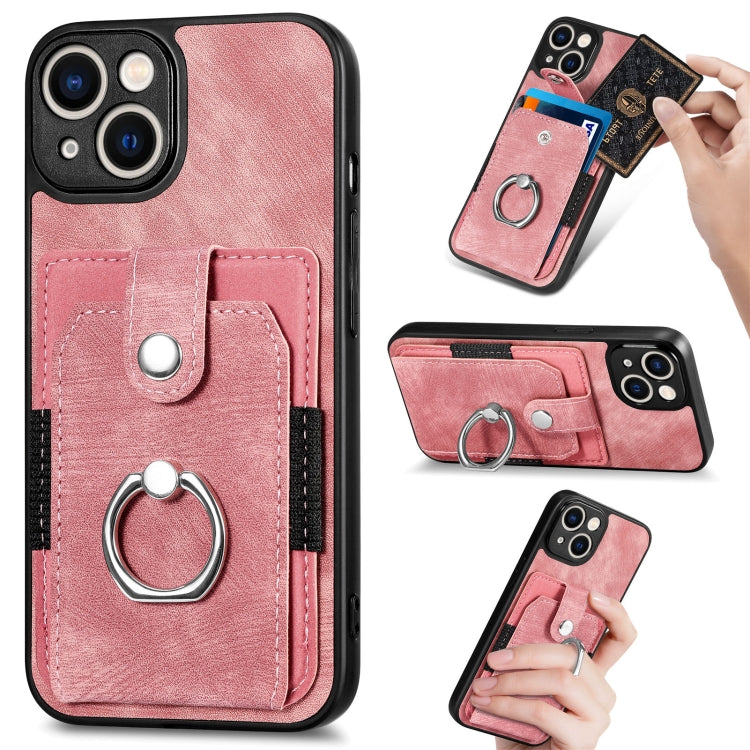 Retro Skin-feel Ring Card Wallet Phone Case, For iPhone 14, For iPhone 14 Plus, For iPhone 14 Pro, For iPhone 14 Pro Max