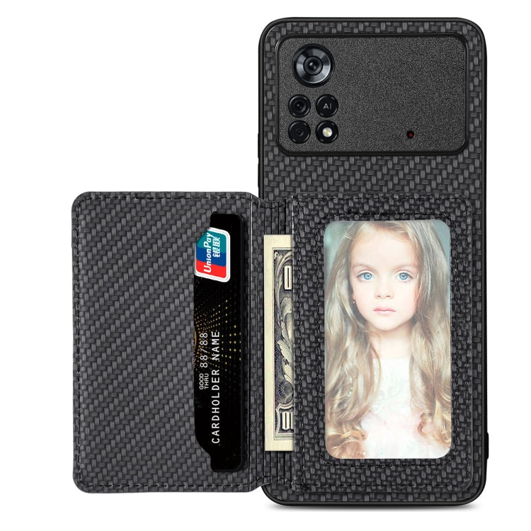 Carbon Fiber Magnetic Card Wallet Bag Phone Case, For Xiaomi Poco X4 Pro 5G, For Xiaomi Poco X5 Pro 5G, For Samsung Galaxy A22 5G, For Samsung Galaxy A32 5G