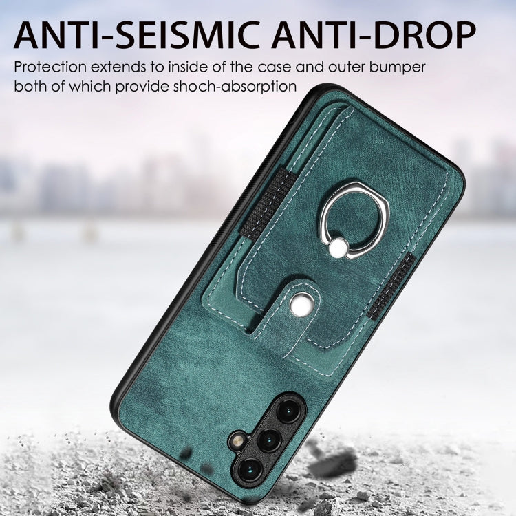 For Samsung Galaxy A14 5G Retro Skin-feel Ring Card Wallet Phone Case(Pink)