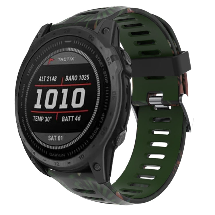 26mm Camouflage Printed Silicone Watch Band, For Garmin Fenix 7X, For Garmin Fenix 7X Solar, For Garmin Tactix Delta, For Garmin Enduro 2